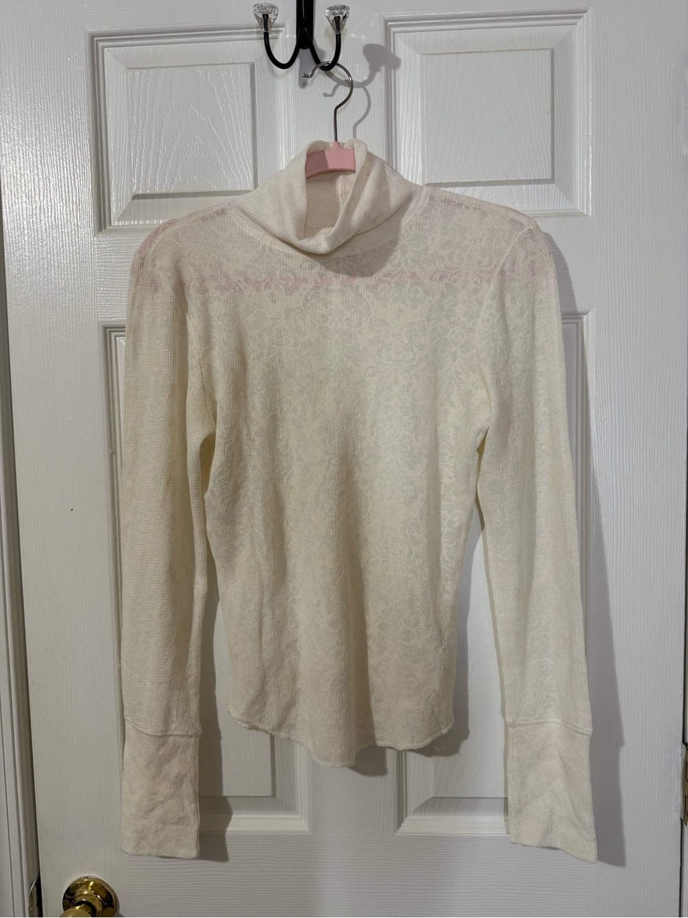 NWOT Free People You and I Cream Sheer Knit Thermal - Picture 2 of 6